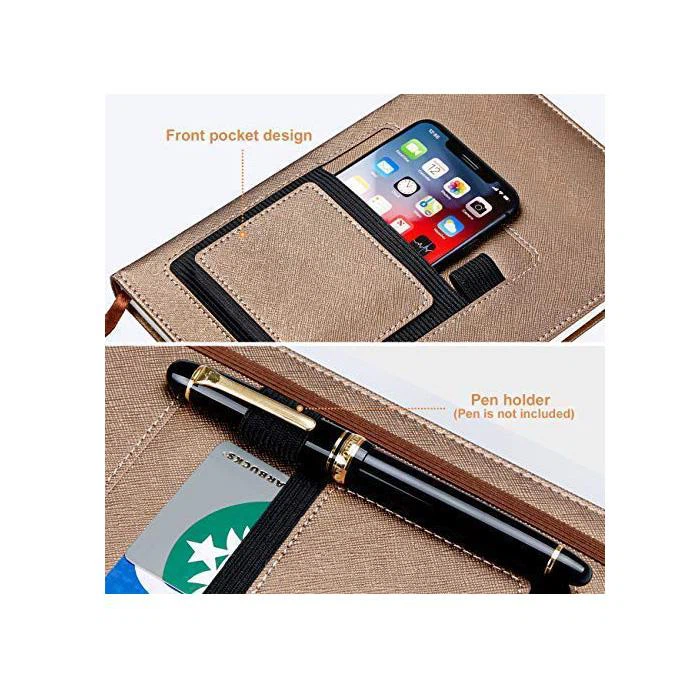 Leather Notebook With Phone Pocket